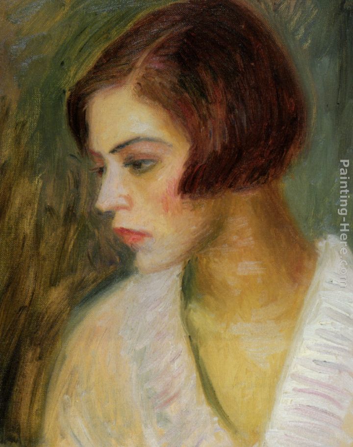 Head of a French Girl painting - William Glackens Head of a French Girl art painting